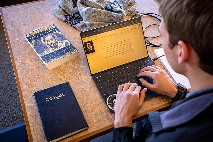 Student Studying in the Library